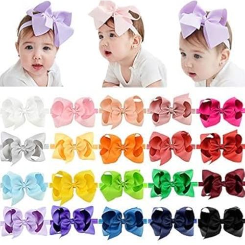 Amazon.com: jollybows 20pcs Baby Girls Grosgrain Ribbon Hair Bows Headbands 6" Elastic Hair Band Hair Accessories for Infants Newborn (Multicoloured 6“ Bows Elastic Headband) : Baby