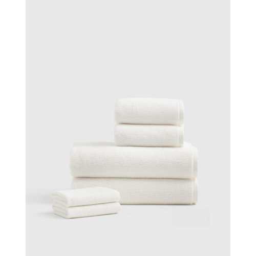 Turkish Ribbed Quick Dry Bath Towel Bundle in White