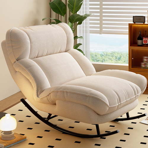 Sofa Rocking Chair Metal Frame with Adjustable Backrest Comfortable Decorative Chair Modern Ergonomic Sofa for Living Room Bedroom