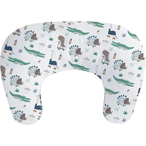 Little Grape Land Nursing Pillow,Upgraded Breast Feeding Pillow for Mom,Breastfeeding & Bottle Feeding for 0–14 Months, Soft Machine Washable Cover with Firm Breathable Filling, Tummy Time,Dinosaur