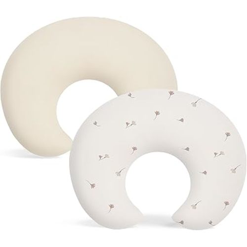 Susurration 2 Pack Nursing Pillow Cover,Ultra Soft and Stretchy Compatible with Boppy Breastfeeding Pillow,Comfortable and Skin-Friendly Slipcovers for Newborn Boys & Girls(Broom Flower)