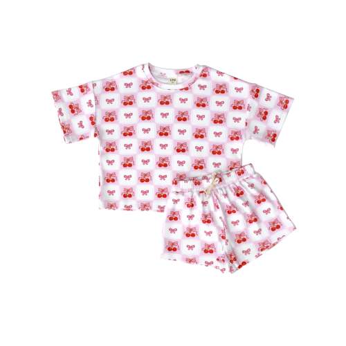 shorts set // checkered cherry (sizing up to 8/9!)