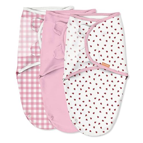 SwaddleMe by Ingenuity Original Swaddle, 100% Cotton, Improves Sleep & Calms Startle Reflex, 0-3 Months, 3-Pack - Ladybug Picnic - Ladybug Picnic 3pk