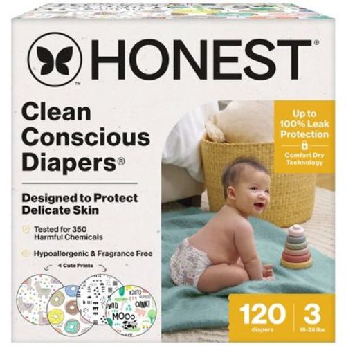 The Honest Company Clean Conscious Disposable Diapers - Four Print Pack - Size 3 - 120ct