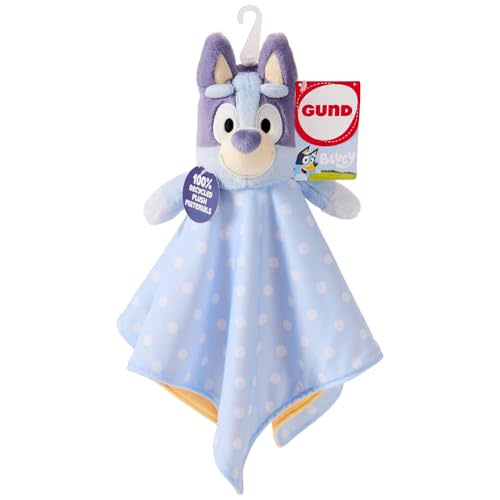 GUND Bluey Sustainably Soft Plush Lovey, Made with Recycled Materials, Baby Blanket with Stuffed Animal, Blue, 13”