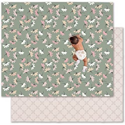 JumpOff Jo - Large Foldable Baby Play Mat, Safe Foam Playmat for Tummy Time, Play Pens & Toddlers, Waterproof, BPA-Free, Double-Sided Design (70" x 59") (Garden Party)