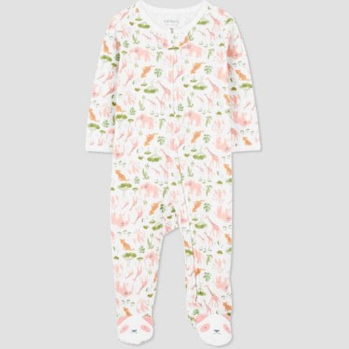 Carter's Just One You® Baby Girls' Safari Footed Pajama - Cream, Size: 9M