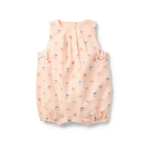 Baby Peach Peony Floral Baby Floral Bow Romper by Janie and Jack