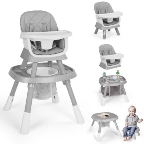 AILEEKISS 15-in-1 Baby High Chair, Toddler Dining Booster Seat with Activity Center, Grey
