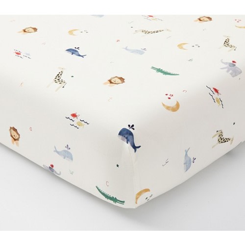 Animal ABC Organic Crib Fitted Sheet | Pottery Barn Kids