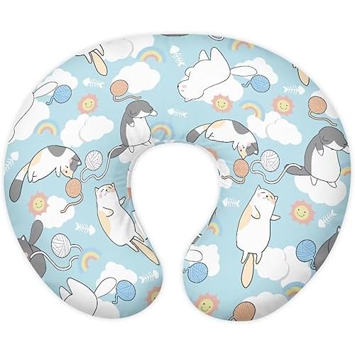 Baby Nursing Pillowcase for Men and Women Cartoon Cat Print Removable for Easy Daily Cleaning Stretchy Soft and Comfortable Suitable for Baby Breastfeeding and Bottle Feeding