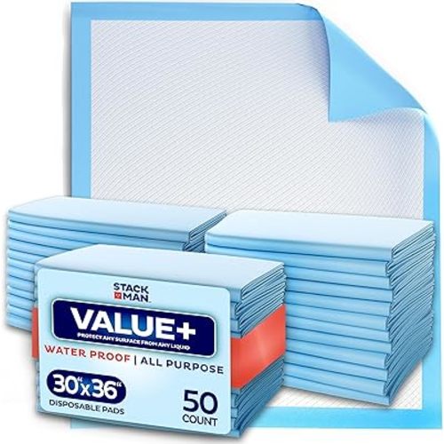 Chucks Pads Disposable 30x36 Underpads [50-Pack] Incontinence Chux Pads Absorbent Fluff Protective Bed Pads - Extra Large Pee Pads for Kids, Adults & Elderly | Leak Proof Puppy Pads for Training - XXL