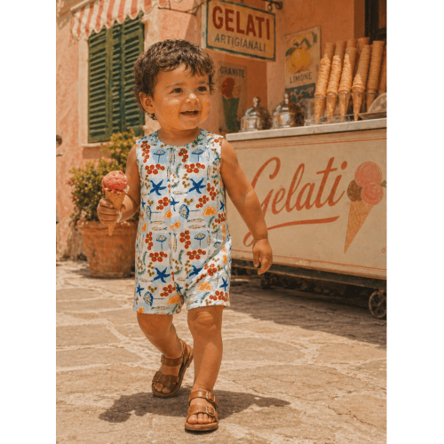 Bamboo Baby Short Romper – Italian Palermo Picnic | Soft & Breathable – SpearmintLOVE