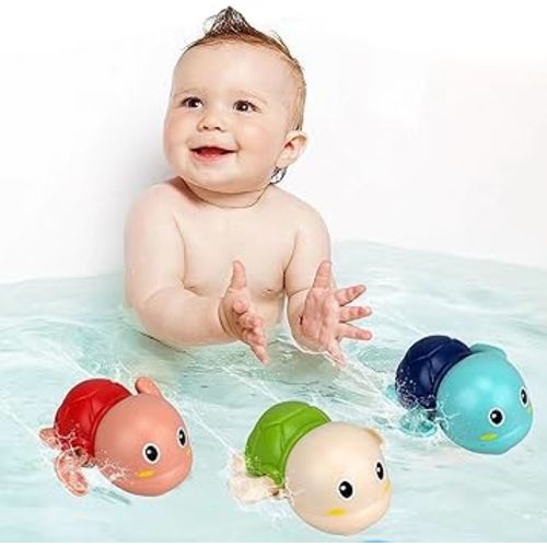 Bath Toys for Toddlers 1-3-Wind Up Bathtub Toys for 1 2 3 4 Year Old Boys Girls Gifts, Baby Bath Tub Pool Water Toys, Cute Floating Swim Turtles for Toddlers Age 1-4 Christmas Birthday Gifts for Kids
