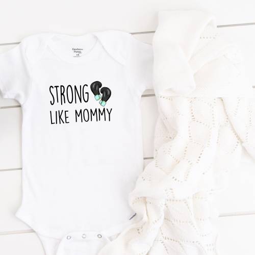 Strong Like Mommy, Customizable Workout Onesie®, Boxing Gloves, Bridal Shower Gift, Athlete Onesie®