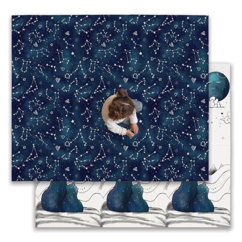 JumpOff Jo Baby Play Mat - Large Folding Foam Play Mat for Infants, Babies, Toddlers, Waterproof, Double-Sided (70" x 59") - Galaxy Bears
