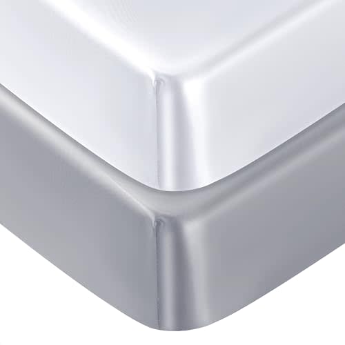 Pro Goleem 2 Pack Satin Soft Crib Sheet Great for Baby with Sensitive Hair Silky Baby Mattress Sheet White and Gray Unisex 52’’x28’’x8’’ Fitted Sheets