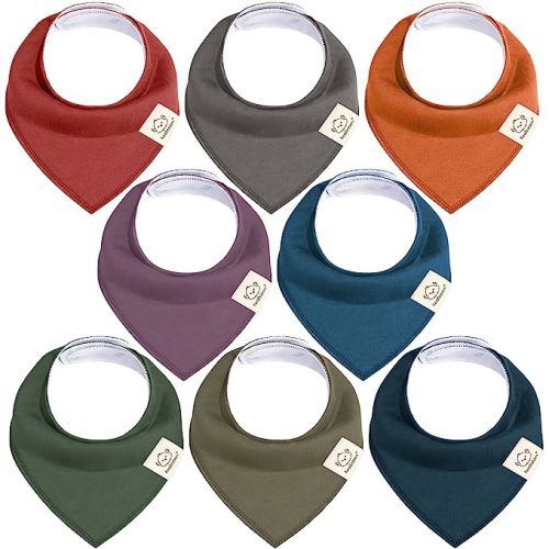 KeaBabies 8-Pack Organic Baby Bandana Drool Bibs - Stylish Unisex Bandana Bibs, Super Absorbent Bandana Drool Bibs, Gentle Teething Bibs for Infants, Organic Cotton Baby Bib (Thunder) - One Size (Pack of 8)