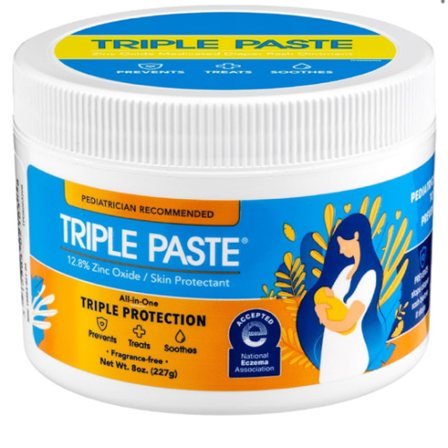 Triple Paste Diaper Rash Cream for Baby - 16 Oz Tub - Zinc Oxide Ointment Treats, Soothes and Prevents Diaper Rash - Pediatrician-Recommended Hypoallergenic Formula with Soothing Botanicals