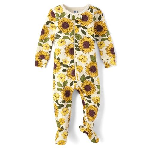 The Children's Place baby-girls And Toddler Long Sleeve 100% Cotton Zip-front One Piece Footed Pajama