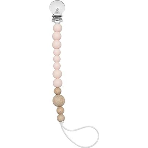 Loulou Lollipop Silicone Soother Pacifier Clip Binky Holder for Newborn and Baby - Color Block (Pink Quartz)