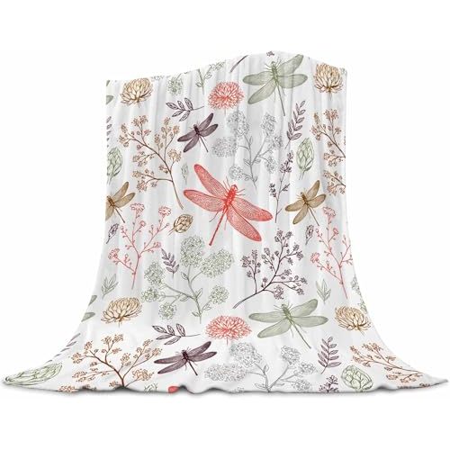 Dragonfly Baby Blanket 30x40 Inches - Super Soft Flannel Throw for Nursery & Strollers - Cute Dragonfly Gifts for Women New Moms - Lightweight Fleece Blankets for Toddlers & Infants