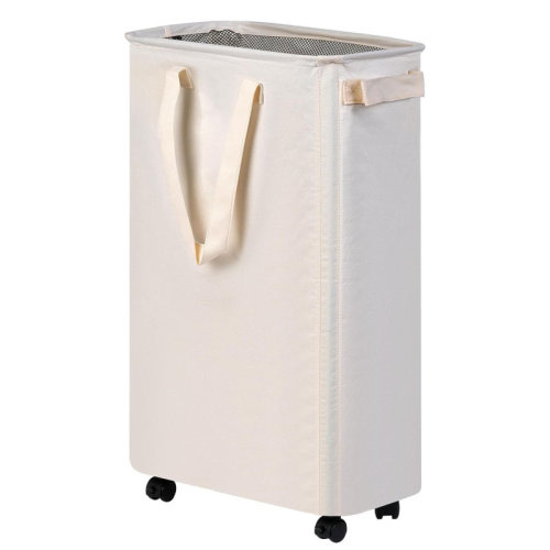 Latitude Run® Slim Laundry Hamper with Wheels, Rolling Laundry Basket for Clothes, Small Laundry Basket for Bedroom, Dorm and Laundry Room, 48L (12.7 Gallons) | Wayfair