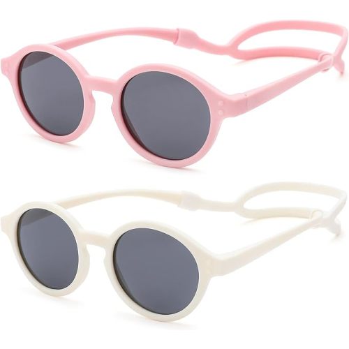 COASION Baby Polarized Sunglasses with Strap Adjustable TPEE Flexible Frame for Toddler Girls Boys Age 0-36 Months