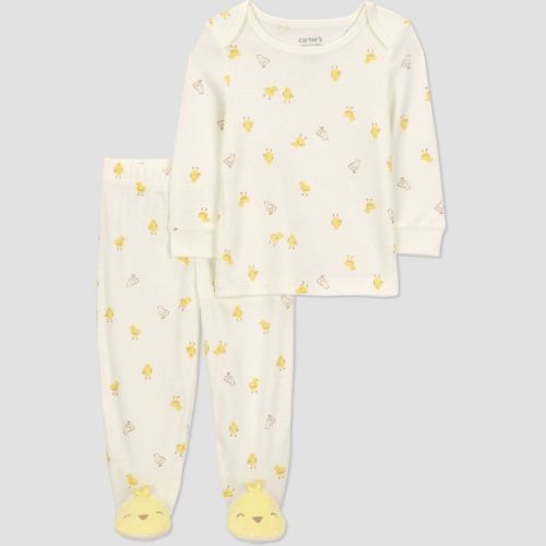 3M: Carter's Just One you® Baby 2pc Easter Chicks Footed Set - Ivory/Yellow