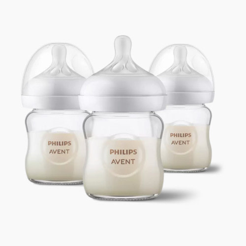 Philips Avent Avent Glass Natural Baby Bottle With Natural Response Nipple (3 Pack) - 4 oz
