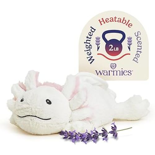 warmies Microwavable & Weighted Stuffed Animals, Axolotl - Heated Stuffed Animal Plushie for Warmth & Comfort - Cute Soft Plush Toys for Adults & Children (Boys, Girls, Babies & Toddlers)