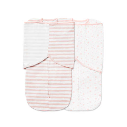 Cotton Swaddle Trio 2 Pack - Pink Stars and Stripes