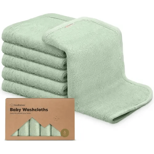 6-Pack Organic Baby Washcloths - Soft Viscose from Bamboo Washcloth, Baby Wash Cloths, Baby Wash Cloth for Newborn, Kids, Bath Baby Towels, Face Towel, Face Cloths for Washing Face (Pistachio)