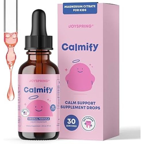 JoySpring Calmify Magnesium Citrate Liquid for Kids - Sugar-Free, Gluten-Free Calming Supplement with Chamomile - Natural Support for Kids & Teens (1 fl oz) 30 Servings