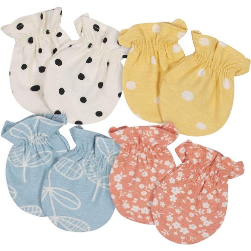 Gerber Baby Girls 4-Pack Mittens - Newborn - Orange/Yellow/Green/Ivory