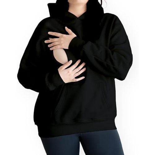 Women's Postpartum Nursing Hoodie, Breastfeeding Sweatshirt with Zippers.
