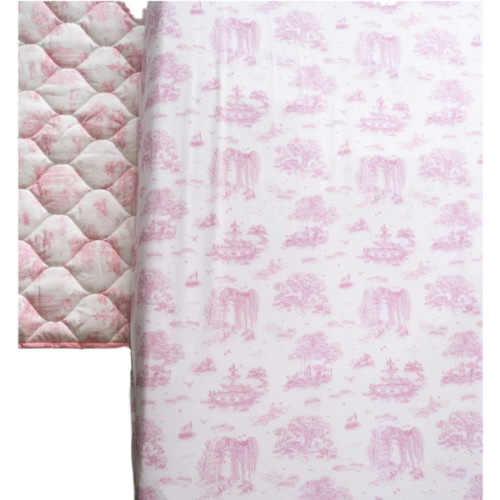 Spring Toile Pink Fitted Crib Sheet