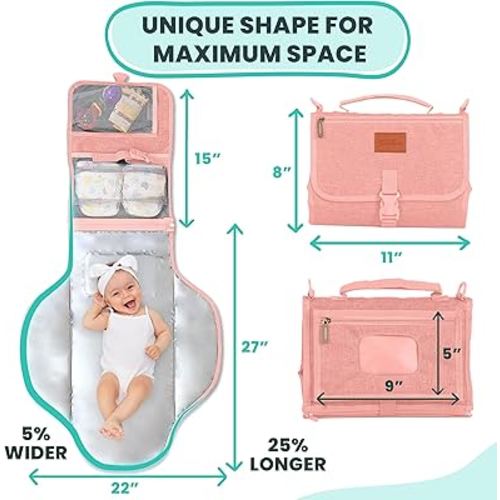 Portable Changing Pad for Baby – Soft, Comfortable Portable Diaper Changing Pad with Wipes Pockets, Waterproof and Easy to Clean – Baby Shower Gifts Newborn Essentials Must Haves Baby Registry Search