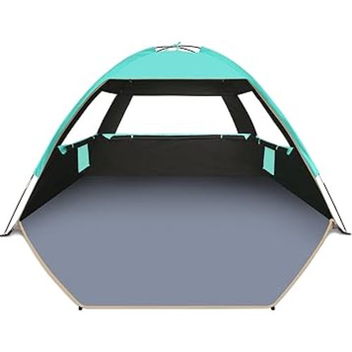 Gorich Beach Tent Sun Shelter for 3/4-5/6-7/8-10 Person with UPF 50＋ UV Protection, Lightweight & Easy Setup Beach Shade Canopy, Portable Beach Shade Tent Beach Cabana