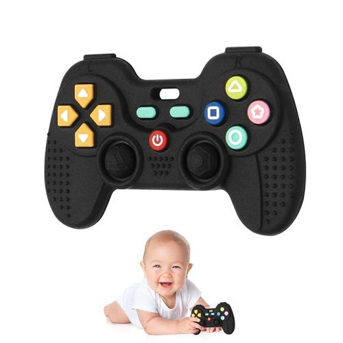 Silicone Teethers for Babies 0-6 Months, Teething Toys for Babies 6-12 Months, Baby Remote Control Toy, Infant Toys 0-3 Months, Sensory Chew Toys, Toddler Newborn Baby Girl Boy Gifts - Black-2