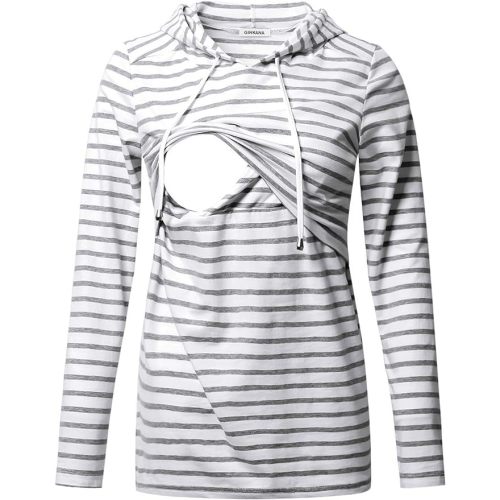 GINKANA Women's Nursing Hoodie Sweatshirt Long Sleeves Breastfeeding Maternity Tops Casual Clothes