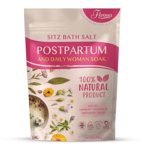 Postpartum Care Sitz Bath Salt - Soak Blend Epsom Salt with Essential Oils, Soothing Hemorrhoid Treatment, Perineal Healing After Birth, New Mom Essentials for Natural Post Partum Recovery