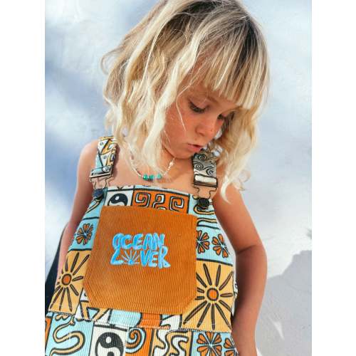 Ocean Lover, surfs up corduroy baggy dungaree - Groms
