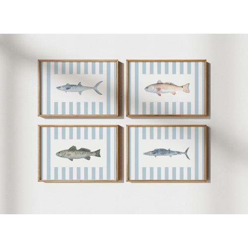 Deep Sea Fish Watercolor Art Print Bundle - Fishing Artwork