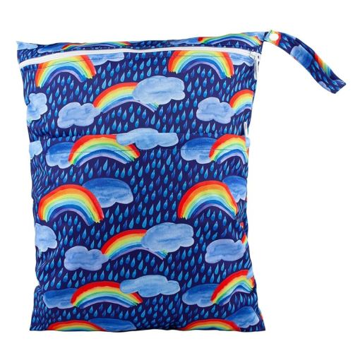 Medium Wet Dry Bag Baby Cloth Diaper Nappy Insert Bag Reusable Washable (Rainbow Rain)