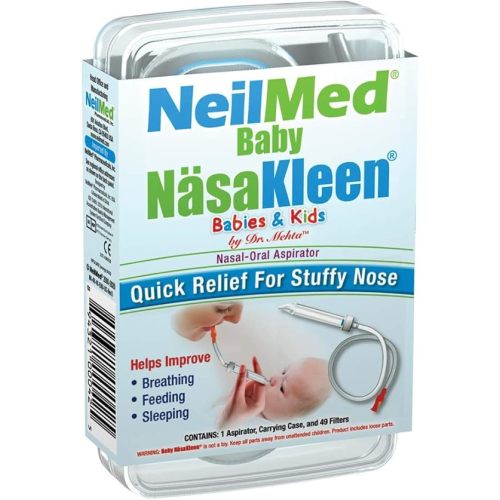NeilMed Baby NasaKleen Nasal-Oral Aspirator with 49 Hygiene Filters and a Convenient Storage Travel Case