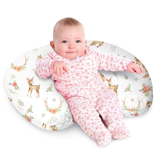 Grape Tummy Time Pillow, Breathable Nursing Pillows for Breastfeeding, Baby Nursing Pillow for Mom, Removable Cotton Cover, Sitting Support - Deer