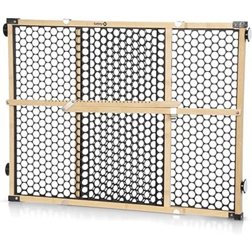 Safety 1st Bamboo Baby Gate for Doorways, No Drill Gate with Door, Dog Gates, Fits 28"-42", 24" High, Bamboo and Black