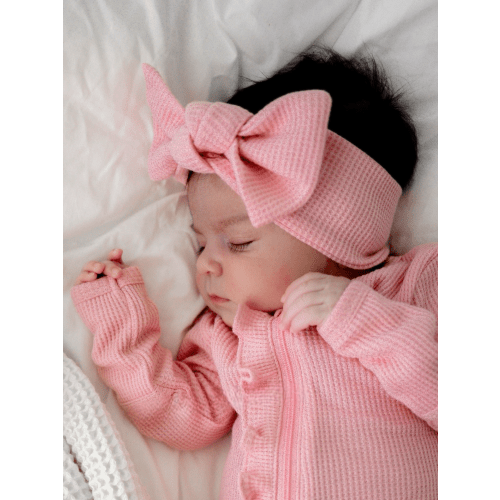 Organic Waffle Knot Bow, Pink