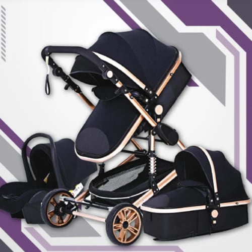 Black/Gold 3-in-1 Baby Stroller Luxury & Car Seat – Maternity Miracles